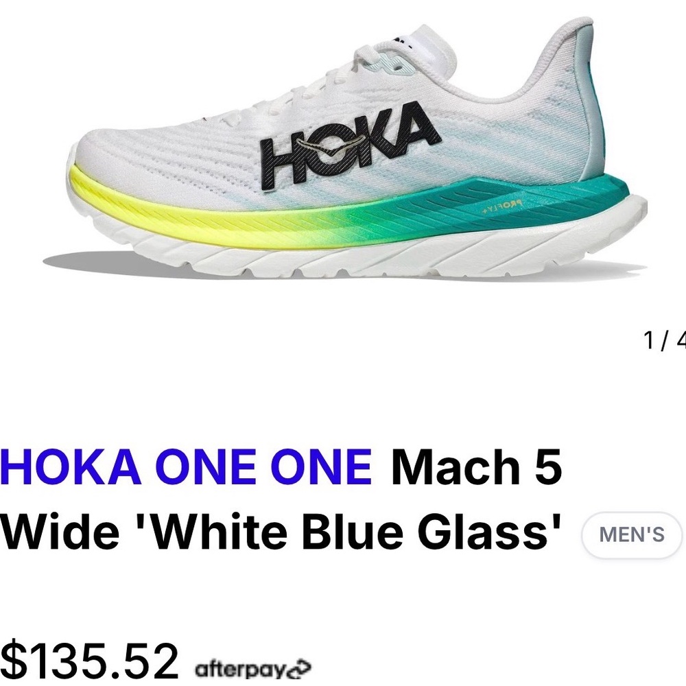 Hoka One One Mach 5 White with Blue and Green Gradient